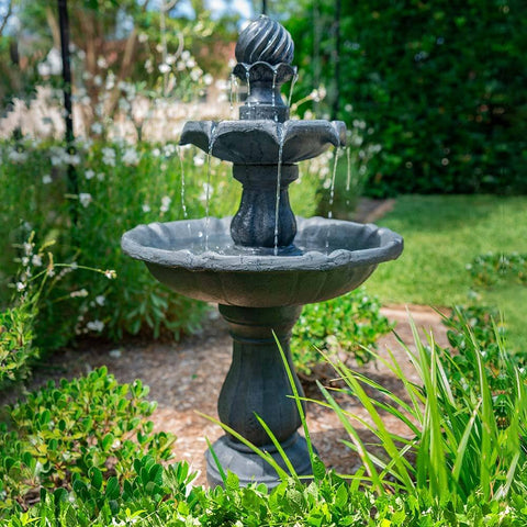 Darrahopens Home & Garden > Fountains PROTEGE Water Fountain Solar Powered 3 Tiered Battery Outdoor Bird Bath with LED Lights