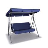 darrahopens Home & Garden > Garden Furniture Milano Outdoor Swing Bench Seat Chair Canopy Furniture 3 Seater Garden Hammock - Dark Blue