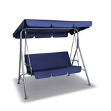 darrahopens Home & Garden > Garden Furniture Milano Outdoor Swing Bench Seat Chair Canopy Furniture 3 Seater Garden Hammock - Dark Blue
