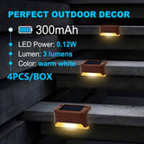 Darrahopens Home & Garden > Garden Lights 4 Pack SolarPower Deck Lights Outdoor Step Lights Waterproof LED lights