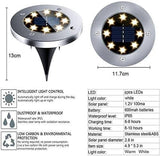 Darrahopens Home & Garden > Garden Lights 8 Pack LED Solar Pathway Lights Outdoor Solar Ground Lights (Warm White)