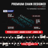 darrahopens Home & Garden > Garden Tools 22 Baumr-AG Chainsaw Chain Bar Replacement Commercial Saws 0.325 0.058 86DL