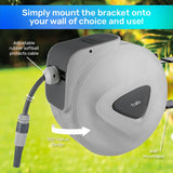 Darrahopens Home & Garden > Garden Tools Garden Greens 20m Retractable Hose Reel Spring Loaded Swivel & Rewind Design