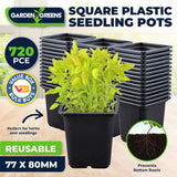 Darrahopens Home & Garden > Garden Tools Garden Greens 720PCE Seedling Pots Plastic Square Reusable Durable 7.7 x 8cm