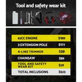 darrahopens Home & Garden > Garden Tools Giantz 62cc 2 in 1 Multi Use Chainsaw