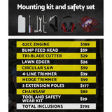 darrahopens Home & Garden > Garden Tools Giantz 62cc 9 in 1 Multi Use Chainsaw