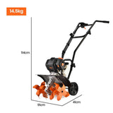Darrahopens Home & Garden > Garden Tools PLANTCRAFT 46CC Garden Cultivator Tiller Handheld 15" Inch Petrol 4-Stroke Titan 9