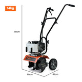 Darrahopens Home & Garden > Garden Tools PLANTCRAFT 52CC Petrol Garden Cultivator Tiller 10in Handheld Rototiller 2-Stroke, Titan 7