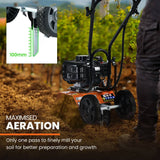 Darrahopens Home & Garden > Garden Tools PLANTCRAFT 52CC Petrol Garden Cultivator Tiller 10in Handheld Rototiller 2-Stroke, Titan 7