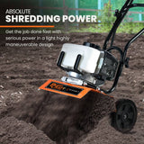 Darrahopens Home & Garden > Garden Tools PLANTCRAFT 52CC Petrol Garden Cultivator Tiller 10in Handheld Rototiller 2-Stroke, Titan 7