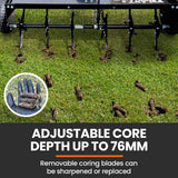 Darrahopens Home & Garden > Garden Tools PlantCraft Tow Behind Plug Lawn Aerator 1m (40") Wide, Universal Hitch for Ride on Mower, Garden Tractor