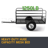 Darrahopens Home & Garden > Garden Tools PLANTCRAFT Towed Steel Mesh Dump Cart Garden ATV Mower Trailer Tray 1250lbs