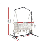darrahopens Home & Garden > Hammocks Gardeon Double Swing Hammock Chair with Stand Macrame Outdoor Bench Seat Chairs