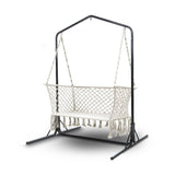 darrahopens Home & Garden > Hammocks Gardeon Double Swing Hammock Chair with Stand Macrame Outdoor Bench Seat Chairs