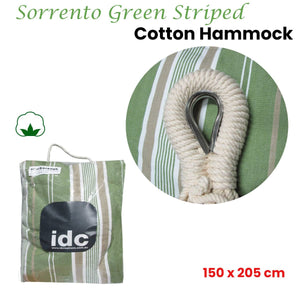Darrahopens Home & Garden > Hammocks IDC Homewares Sorrento Green Striped Single Size Cotton Hammock 150 x 205 cm