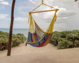 darrahopens Home & Garden > Hammocks Mayan Legacy Extra Large Outdoor Cotton Mexican Hammock Chair in Confeti Colour