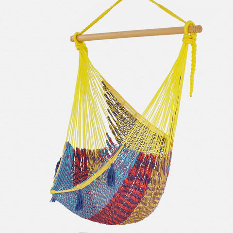 darrahopens Home & Garden > Hammocks Mayan Legacy Extra Large Outdoor Cotton Mexican Hammock Chair in Confeti Colour