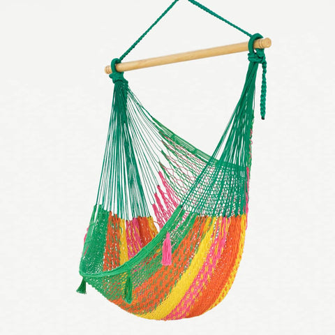 darrahopens Home & Garden > Hammocks Mayan Legacy Extra Large Outdoor Cotton Mexican Hammock Chair in Radiante Colour