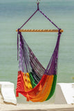 darrahopens Home & Garden > Hammocks Mayan Legacy Extra Large Outdoor Cotton Mexican Hammock Chair in Rainbow Colour