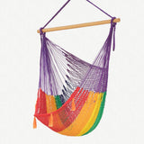 darrahopens Home & Garden > Hammocks Mayan Legacy Extra Large Outdoor Cotton Mexican Hammock Chair in Rainbow Colour