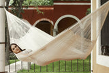 darrahopens Home & Garden > Hammocks Mayan Legacy Jumbo Size Outdoor Cotton Mexican Hammock in Cream Colour