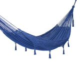 Darrahopens Home & Garden > Hammocks Mayan Legacy King Size Deluxe Outdoor Cotton Mexican Hammock in Blue Colour