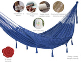 Darrahopens Home & Garden > Hammocks Mayan Legacy King Size Deluxe Outdoor Cotton Mexican Hammock in Blue Colour