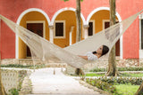 darrahopens Home & Garden > Hammocks Mayan Legacy King Size Deluxe Outdoor Cotton Mexican Hammock in Cream Colour