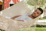 darrahopens Home & Garden > Hammocks Mayan Legacy King Size Deluxe Outdoor Cotton Mexican Hammock in Cream Colour