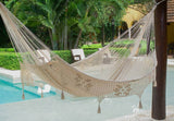 darrahopens Home & Garden > Hammocks Mayan Legacy King Size Deluxe Outdoor Cotton Mexican Hammock in Cream Colour