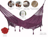 Darrahopens Home & Garden > Hammocks Mayan Legacy King Size Deluxe Outdoor Cotton Mexican Hammock in Maroon Colour