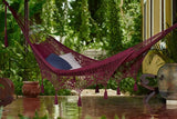 Darrahopens Home & Garden > Hammocks Mayan Legacy King Size Deluxe Outdoor Cotton Mexican Hammock in Maroon Colour