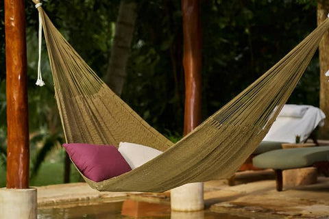 Darrahopens Home & Garden > Hammocks Mayan Legacy King Size Outdoor Cotton Mexican Hammock in Cedar Colour