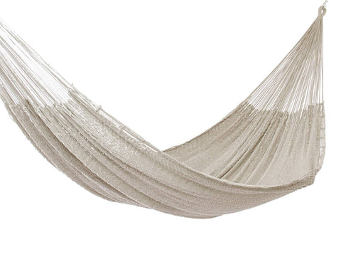 darrahopens Home & Garden > Hammocks Mayan Legacy King Size Outdoor Cotton Mexican Hammock in Cream Colour
