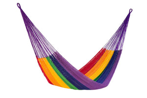 darrahopens Home & Garden > Hammocks Mayan Legacy King Size Outdoor Cotton Mexican Hammock in Rainbow Colour