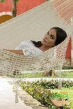 Darrahopens Home & Garden > Hammocks Mayan Legacy Queen Size Deluxe Outdoor Cotton Mexican Hammock in Cream Colour