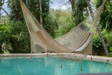 Darrahopens Home & Garden > Hammocks Mayan Legacy Queen Size Deluxe Outdoor Cotton Mexican Hammock in Cream Colour