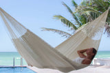 darrahopens Home & Garden > Hammocks Mayan Legacy Queen Size Super Nylon Mexican Hammock in Cream Colour