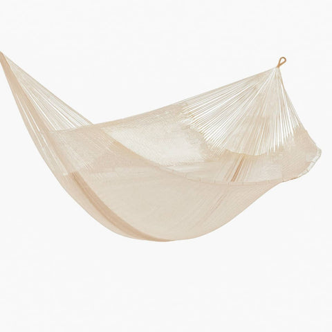 darrahopens Home & Garden > Hammocks Mayan Legacy Queen Size Super Nylon Mexican Hammock in Cream Colour