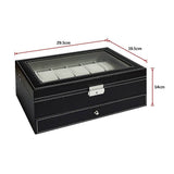 darrahopens Home & Garden > Hobbies 12 Grids Watch Display Case Leather jewellery Storage Box Organiser Lock Key
