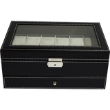 darrahopens Home & Garden > Hobbies 12 Grids Watch Display Case Leather jewellery Storage Box Organiser Lock Key