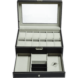 darrahopens Home & Garden > Hobbies 12 Grids Watch Display Case Leather jewellery Storage Box Organiser Lock Key