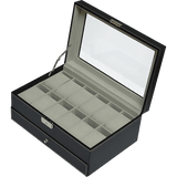 darrahopens Home & Garden > Hobbies 12 Grids Watch Display Case Leather jewellery Storage Box Organiser Lock Key