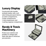 darrahopens Home & Garden > Hobbies 12 Grids Watch Display Case Leather jewellery Storage Box Organiser Lock Key