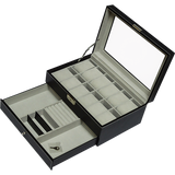 darrahopens Home & Garden > Hobbies 12 Grids Watch Display Case Leather jewellery Storage Box Organiser Lock Key