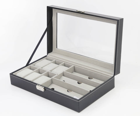 darrahopens Home & Garden > Hobbies 6+3 Grid Watch Sunglass Eyeglasses Display Box Case Storage Organizer PU Leather