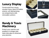 darrahopens Home & Garden > Hobbies 6 Slot Mens Watch Display Case Box Black PU Leather
