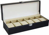darrahopens Home & Garden > Hobbies 6 Slot Mens Watch Display Case Box Black PU Leather