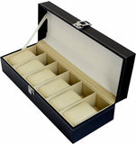 darrahopens Home & Garden > Hobbies 6 Slot Mens Watch Display Case Box Black PU Leather