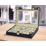 darrahopens Home & Garden > Hobbies Watch Box - 24 Slot Luxury Display Case With Framed Glass Lid